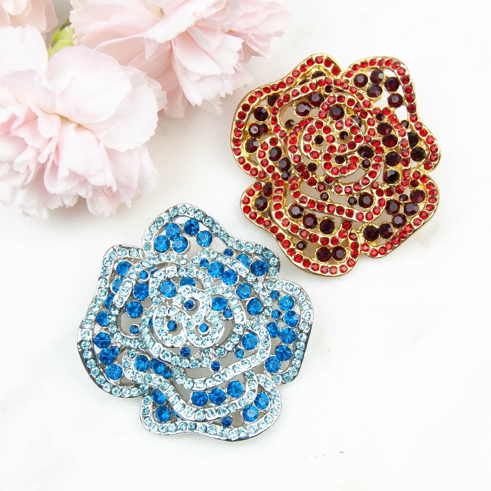 Large Crystal Rose Brooch/Pendant